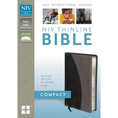 NIV, Thinline Bible, Compact, Imitation Leather, Black/Gray