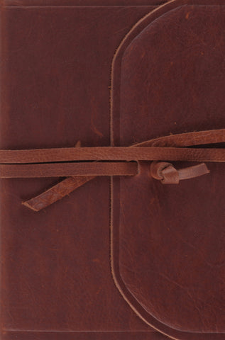 ESV Large Print Compact Bible Natural Leather, Brown, Flap with Strap